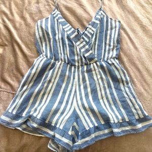Blue & White striped romper - Small